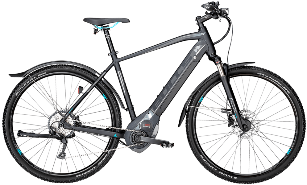 Bulls Cross Rider EVO Sch He Bulls Pedelec mit Herren in schwarz mit Bosc Motor, shimano schaltung und suntour federgabel