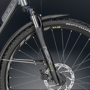 Schwarze Fahrradfedergabel von suntour