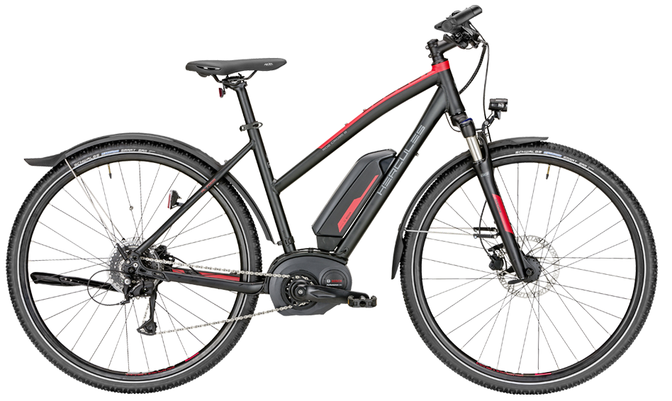 Hercules Rob Cross Trap Hercules Pedelec mit Trapezrahmen in schwarz mit Bosch Motor und Shimano Kettenschaltung