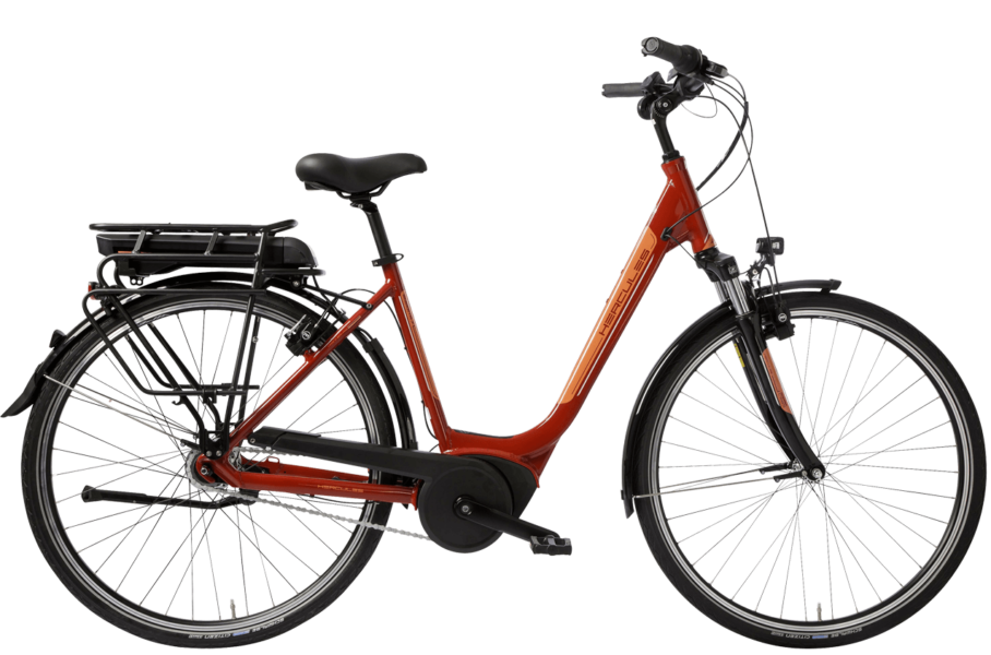 Hercules Roberta R7 Rot rotes Damen City E Bike mit tiefem Einstieg, 7 Gang Shimano Nabenschaltung und Bosch System