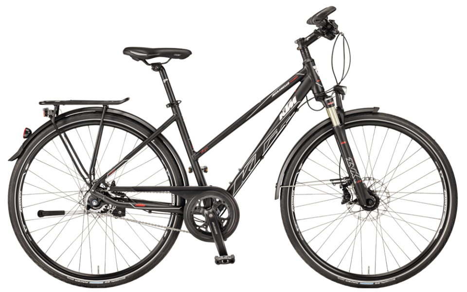 KTM Maranello Trapez Schwarz 11 Gang KTM Trekkingrad als Trapezrahmen mit shimano Nabenschaltung und suntour federgabel