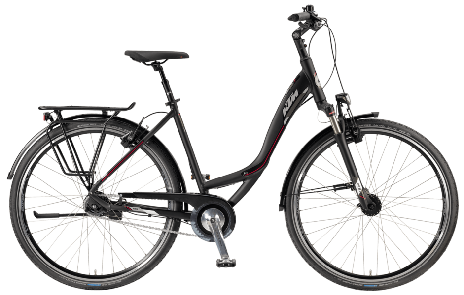 KTM Veneto 11 Wave Schwarz KTM Trekkingrad mit Shimano 11 Alfine Nabenschaltung und Schwalbe Marathon Fahrradreifen