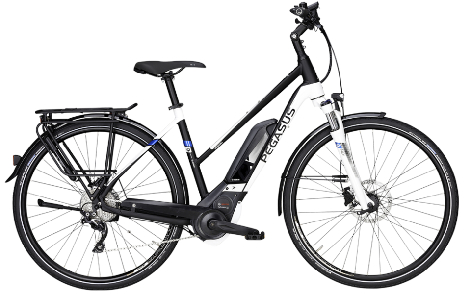 Pegasus E10 Sport Trap Schwarz Pegasus Pedelec mit Trapezrahmen in schwarz mit bosch motor und shimano Kettenschaltung