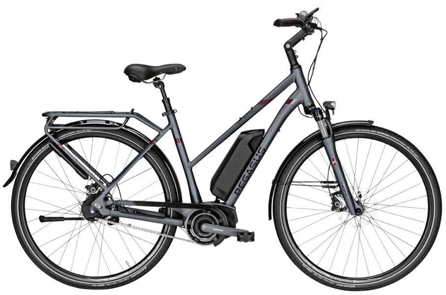 Pegasus Opero E8F Trap Pegasus Pedelec mit Shimano Steps Motor, Trapezrahmen in Grau mit Shimano Nabenschaltung mit DI2 Technik