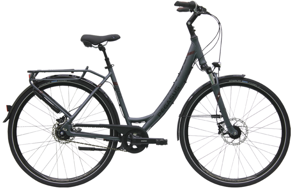 Pegasus Opero SL Damen Uno schwarz Pegasus Cityrad als Tiefeinstieg in Grau mit Shimano Nabenschaltung und shimano scheibenbremsen