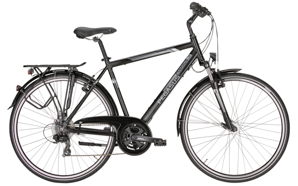 Pegasus Piazza Herren Schwarz 21 Gang Pegasus Trekkingrad als Herrenrad in schwarz mit shimano nabenschaltung und suntour federgabel