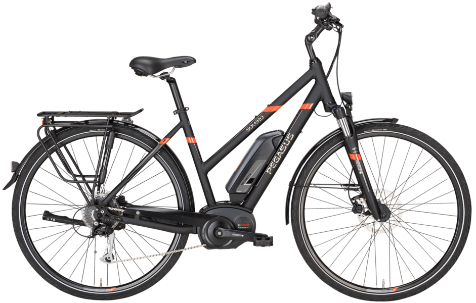 Pegasus Solero E LT9 trap Pegasus pedelec als Trapez in schwarz mit bosch motor und suntour federgabel