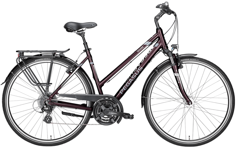 Pegasus Solero Sl 24 Trapez Berry Damen Trekkingrad von Pegasus mit 24 Gang Shimano Schaltung, Trapezrahmen in der Farbe blackberry