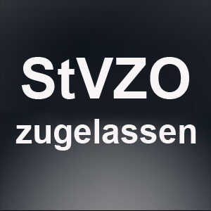 Text STVZO zugelassen mit schwarzen Hintergrund