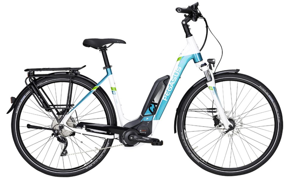 Pegasus Premio E10 Wave weiß Pegasus Premio E10 mit Bosch Mittelmotor uns Shimano Kettenschaltung