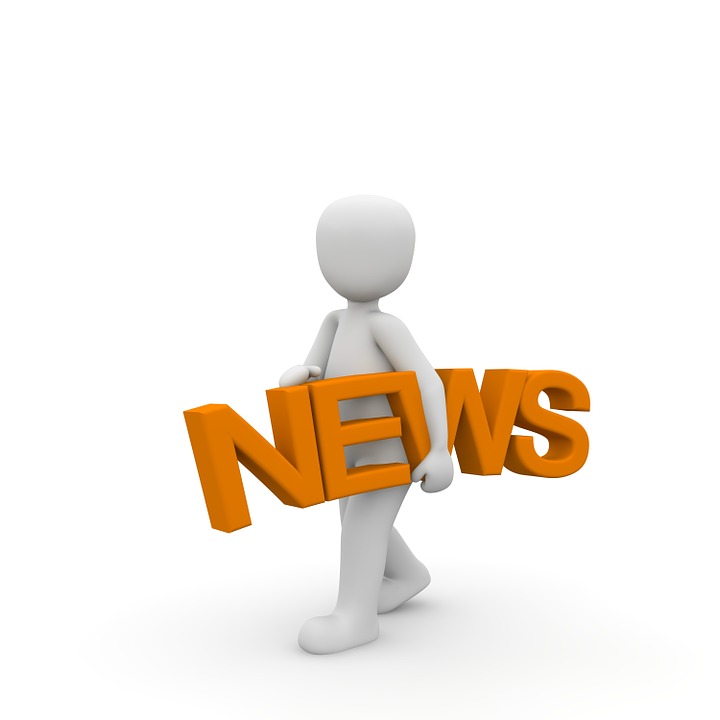 News aus der Fahrradwelt Pictogramm eines Männchen, der das Wort "News" in der Hand hält.